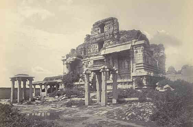 The ruins of the Krishna temple in Hampi, Karnataka, in 1868. Credit: Lyon, Edmund David (1825-1891)., Public domain, via Wikimedia Commons — taken from <em>Scroll.in</em>